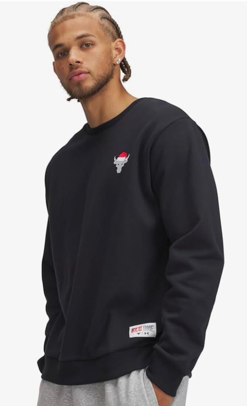 Under Armour Project Rock Red One Sleighin Gains Crew Neck Sweatshirt NWT -M